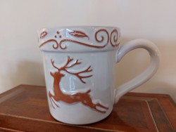 Retro ceramic mug with deer in big glass