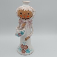 Retro ceramic girl figure with basket