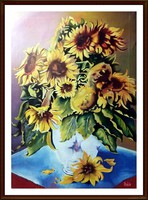 László Széphegyi - sunflowers (50 x 70, oil on canvas)