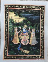 Misztikus jelenet - indiai selyemkép festmény
