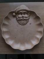 Large terracotta decorative bowl with Santa Claus
