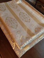 2 pieces of gold-colored silk brocade curtain material