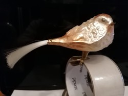 Nagyobb, üveg régi karácsonyfadísz madár