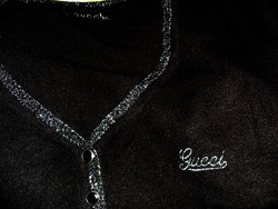 Gucci hosszú pulcsi, fekete ezüst lurex passzé, nagy méret