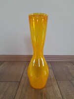 Régi Karcagi fátyolüveg narancs váza
