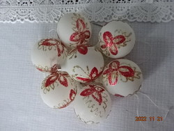 Christmas glass ball, 7 pieces with white, red and gold decoration, diameter 3.5 cm. He has!