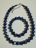 Glass bead necklace and bracelet jewelry set.