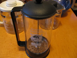 Bodum coffee with black top, tea press, French coffee machine, douwe egberts