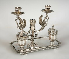 Silver empire style swan ink and candle holder