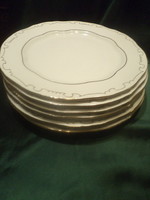 Zsolnay porcelán lapos tányér, 6 db