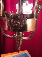 Szecessziós antik réz háromágú csillár, tulipán búrákkal.ADVENTI LEÁRAZÁS!