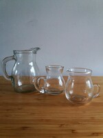 3 Glass pourers, small jugs