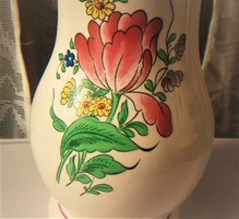 Francia Luneville fajansz váza tulipános és rózsás, Szép Ajándék lehet