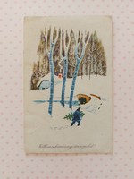 Old Christmas postcard 1964 picture postcard snowy forest