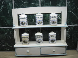 Old spice rack set with drawer wall shelf holder