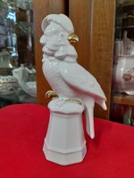 Német,Germany Tettau Art Deco Papagáj,Kakadu Figurális Porcelán Szobor.