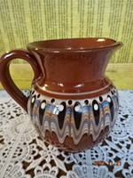 Bulgarian glazed ceramic jug, height 10 cm. He has!