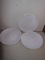 Plate - 10 pcs - shell-shaped - 27.5 x 27.5 cm - huge - dazzling white - glass - German - flawless