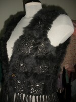 Real fur crochet vest