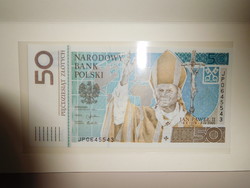 Lengyelország 50 zlotyi II János Pál Pápa emlékbankjegy 2006 UNC Nagyon Ritka!