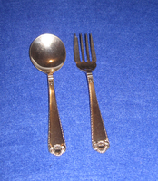 Exclusive antique silver children's spoon and fork, 2 sold together, collector's rarity!