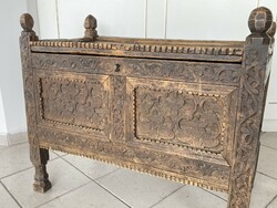 Old carved wooden chest hard wood chest