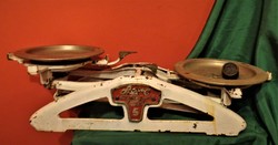Retro aero household scales /iron frame, alpacca plates, weights.../