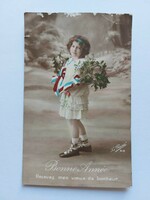 Régi képeslap fotó levelezőlap kislány fagyöngy