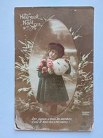Régi karácsonyi képeslap fotó levelezőlap kislány