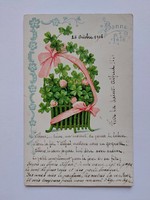 Old New Year embossed postcard 1906 postcard clover