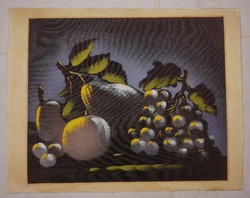 Textil kép, gyümölcs csendélet