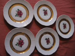 Thun tk czechoslovakia gilded, basket pattern, pink small plates 5 pcs