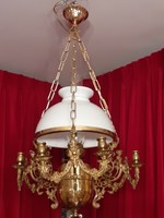 Old/approx. 60 years old/ copper ceiling chandelier, with putt decoration, electronic