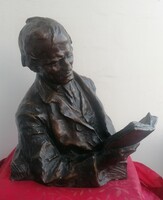 Hans Müller(Ausztria, 1873-1937):  Olvasó férfi. Nagyméretű, jelzett bronz szobor!