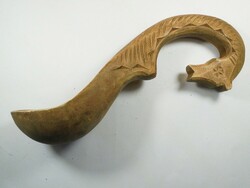Retro régi rusztikus egyedi kézzel készült fa faragott merőkanál - csillagszemű ló paripa motívum