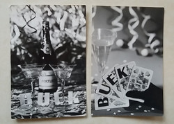 Retro New Year's postcard 1972 champagne old postcard 2 pcs