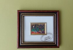 Miniature wall picture printed on gilded plate - van gogh: iris