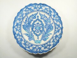 Retro old handmade handmade Turkish blue ceramic wall plate wall plate - 23.5 Cm diameter