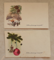 Old Christmas mini postcard greeting card 2 pcs