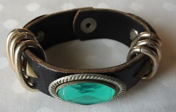 Leather bracelet - arm strap studded with special stones
