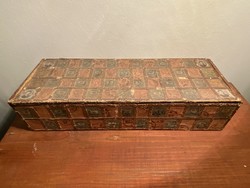 Paper box decorated with special stamps
