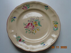 1880 Luneville Keller&Guerin ALT STRASSBURG kézzel festett virágmintás francia fajansz tányér