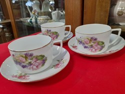 Moritz zdekauer altrohlau 1918-1939 flower pattern porcelain cup set.