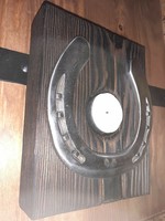 Rustic wood - lucky horseshoe candle holder