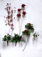 Christmas decoration ornament, red berry ilex holly branch leaf cone rowan, for creative purposes