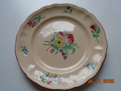 1880 Luneville Keller&Guerin ALT STRASSBURG kézzel festett virágmintás francia fajansz tányér