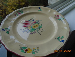 1880 Luneville Keller&Guerin ALT STRASSBURG kézzel festett virágmintás francia fajansz tányér