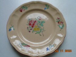 1880 Luneville Keller&Guerin ALT STRASSBURG kézzel festett virágmintás francia fajansz tányér