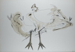 FeLugossy László - Egzisztenciális madarak 70 x 100 cm grafit, papír 1996