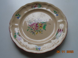 1880 Luneville Keller&Guerin ALT STRASSBURG kézzel festett virágmintás francia fajansz tányér